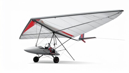 An ultralight aircraft—delta wing, trike frame, poised for lift—rests in engineered anticipation. A metaphor for fragile ascent and the choreography of recreational freedom.