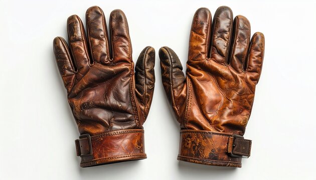 A pair of worn gloves—creased leather, buckled wrists—rests in quiet fatigue. A metaphor for earned resilience and the choreography of tactile memory.