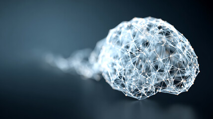 Digital representation of a brain composed of interconnected nodes and lines, symbolizing neural networks and artificial intelligence.