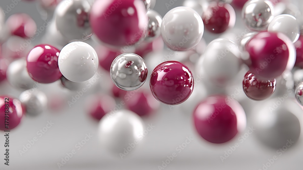 Poster abstract spheres in motion with dynamic collision and color play for modern digital art projects