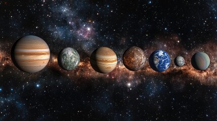 Cosmic Journey Through the Solar System with Colorful Planetary Bodies