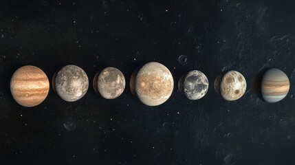 Celestial Display of Planets and Moons in the Solar System
