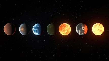 Colorful Solar System Planets in a Cosmic Space Scene