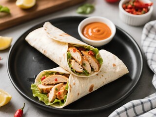 Greek Chicken Wraps & Spicy Harissa Sauce