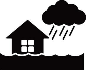 豪雨のアイコン　モノトーン