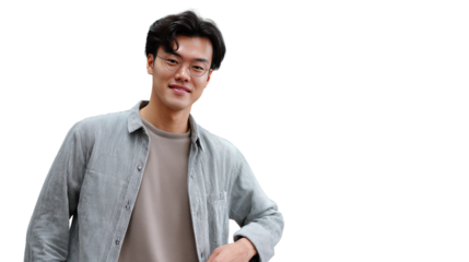 Smiling Portrait: A confident individual, radiating poise and optimism, looks directly at the viewer, showcasing a blend of intelligence and approachability in this expressive headshot.