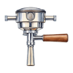 Coffee brewing equipmentmetallic espresso portafilter with wooden handle for coffee making