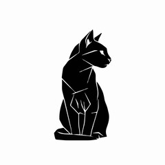Geometric cat polygonal minimalist with modern style sitting profile facing right against white background