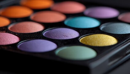 Naklejka premium Close-up of colorful eyeshadow palette