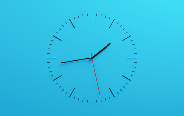 Minimalist 3D Clock Design on Simple Blue Background, Time Concept