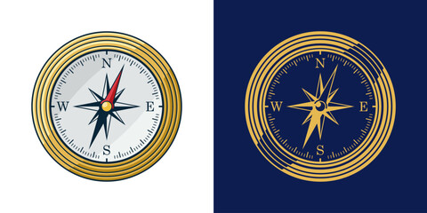 Golden metallic compass, luxury travel and exploration design
