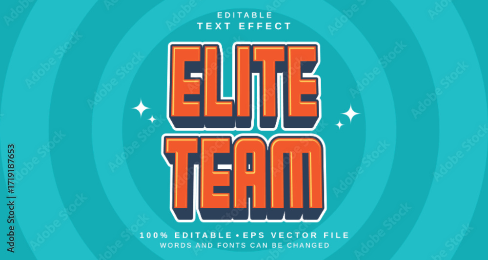 Poster editable text style effect - elite team text style theme.
