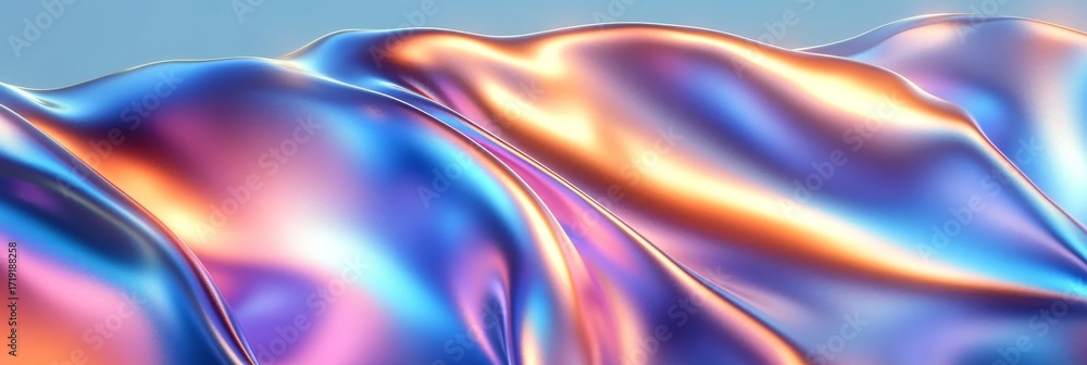 Aufkleber wavy metallic ribbon surface texture with color gradient and liquid chrome effect in high definition
