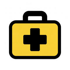 Obraz premium Vector art of a yellow first aid kit with a black cross symbol