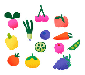 다양한 과일과 채소 일러스트