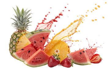 fresh fruits slices splash with juice refreshing healthy treat