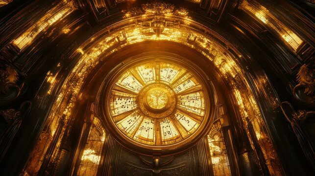 Ornate Golden Architectural Dome; Intricate Design