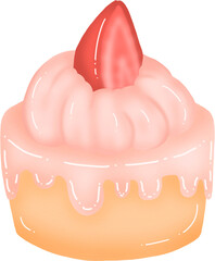 Cue Pink Cake with Strawberry and Whipped Cream