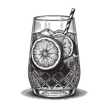 St-Germain Spritz cocktail alcohol drink engraving vector style