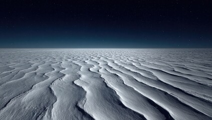 Obraz premium Vast, snow-covered plain under a starlit night sky