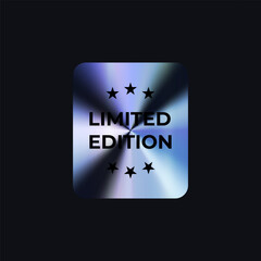 Limited Edition Badge Sticker Limited Edition Label In Holograph Gradient Style. Glossy Metallic Icon Logo Seal For Branding, Promo, Ecommerce UI, Shop Product Advertising. Vector Illustration