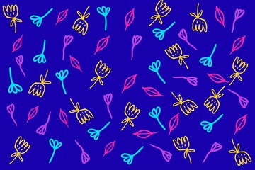 seamless pattern with flowers, leaves background 