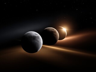 Majestic Cosmic Scene Featuring Two Vibrant Planets Set Against a Twinkling Starry Background Evoking Wonder and Mystery in the Universe