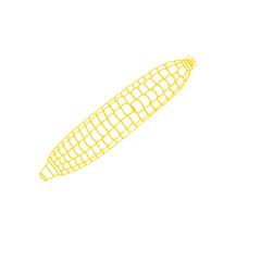 Corn, cob, the drawing is made in a minimalistic style and reflects the essence of the object with a single continuous line.