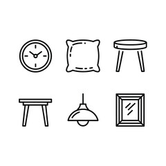 Modern Furniture Line Icons  Minimalist Home Decor, Interior Design, Living Room Essentials Vector Set