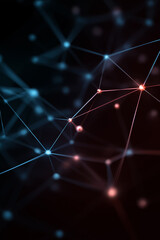 Connected Network: Abstract blue and red nodes linked by lines, creating a sense of digital connection and futuristic design.