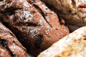 Cranberry and chocolate sourdough. Perfect for recipe, article, catalogue, or any commercial purposes.