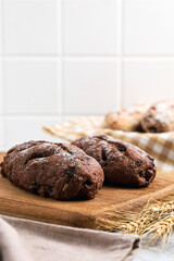 Chocolate sourdough with chocolate filling. 