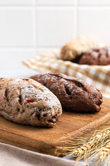 Cranberry and chocolate sourdough. Perfect for recipe, article, catalogue, or any commercial purposes.