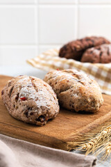 Cranberry and chocolate sourdough. Perfect for recipe, article, catalogue, or any commercial purposes.