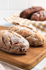 Cranberry and chocolate sourdough. Perfect for recipe, article, catalogue, or any commercial purposes.