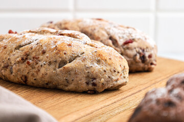 Cranberry and chocolate sourdough. Perfect for recipe, article, catalogue, or any commercial purposes.