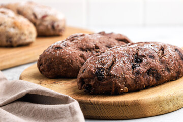 Chocolate sourdough with chocolate filling. 