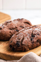 Chocolate sourdough with chocolate filling. 