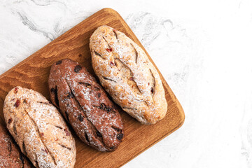 Cranberry and chocolate sourdough. Perfect for recipe, article, catalogue, or any commercial purposes.