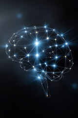 Networked Brain: A glowing, interconnected neural network forms a human brain, symbolizing intelligence and connectivity.