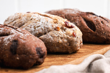 Cranberry and chocolate sourdough. Perfect for recipe, article, catalogue, or any commercial purposes.