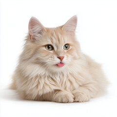Adorable kitten sitting on white background. Isolated, high-quality studio shot. Perfect for pet-themed designs, ads, or educational content