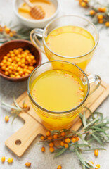 Sea buckthorn hot drink with honey promoting wellness