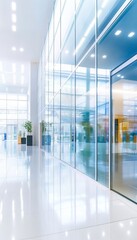 Illuminated Glass Office with Modern Interior Reflections and Clean Lines for Contemporary Design