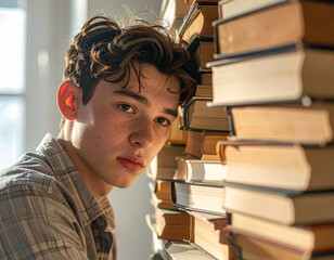 student, pupil, books, reading, frustrated, hard, sad, stressed, unhappy information, indoor, woman, academic, college, school, deadline, overwhelmed, stress, sleepy, desk, problem, textbook, worried