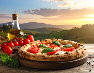 pizza, tomato, mozzarella, basil freshness herb homemade horizontal hospitality isolated italian cheese italian cuisine italian food italian restaurant juicy junk leaf local margarita margherita