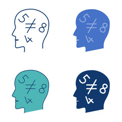 Dyscalculia disorder flat and line icon set