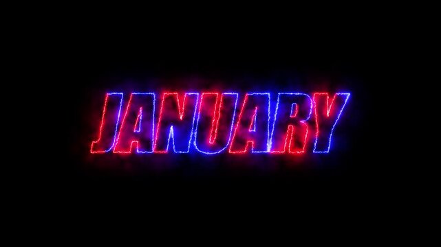 January text in black background.