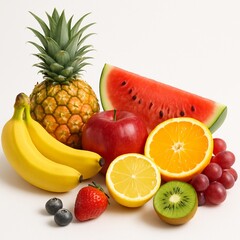 Fruits on the white background