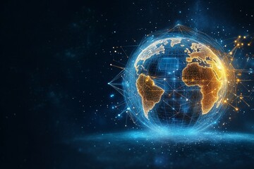 A Captivating Visual of Global Connectivity A Digital Earth with Illuminated Networks